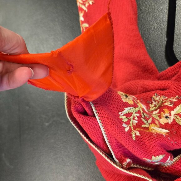 Heirloom Collectibles Vintage Cardigan Sweater Embroidered Granny Core Red - Picture 13 of 14